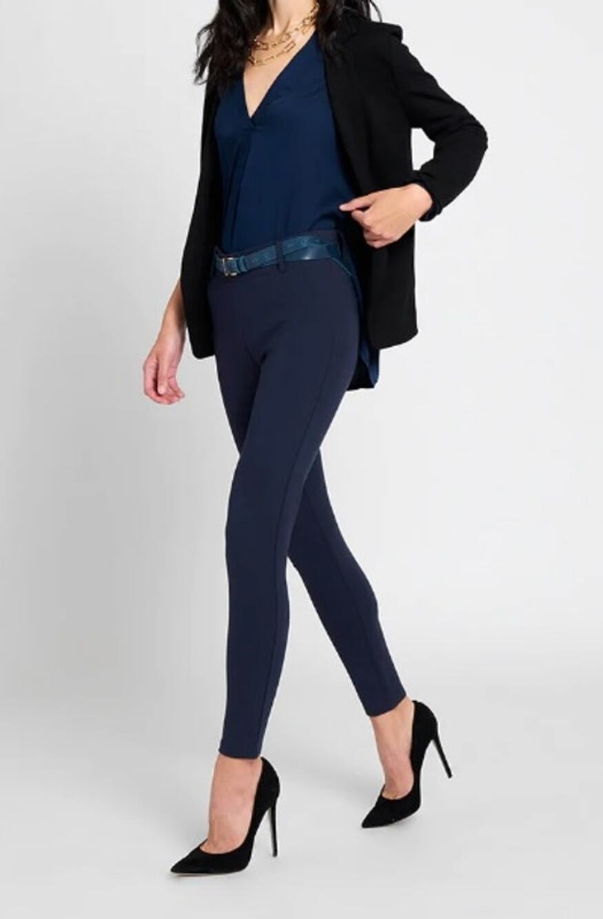 Betabrand Navy Blue Yoga Dress Pants Skinny S Long Office Career